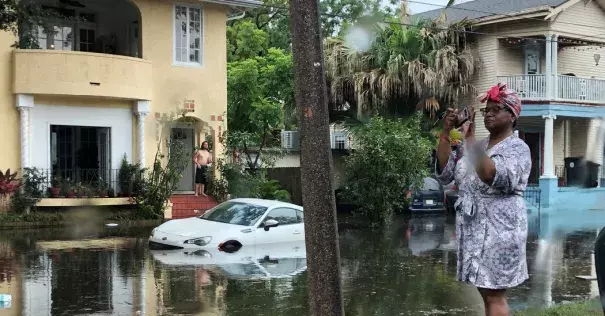 A flooded street in New Orleans on Wednesday. Credit: Ryan Pasternak