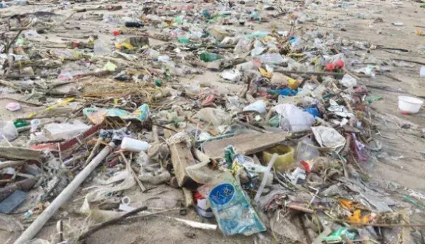 Refuse on a beach at Cheung Sha, Lantau. The Hong Kong government began receiving reports of abnormal amounts of marine waste washing up on beaches on June 20. Photo: South China Morning Post