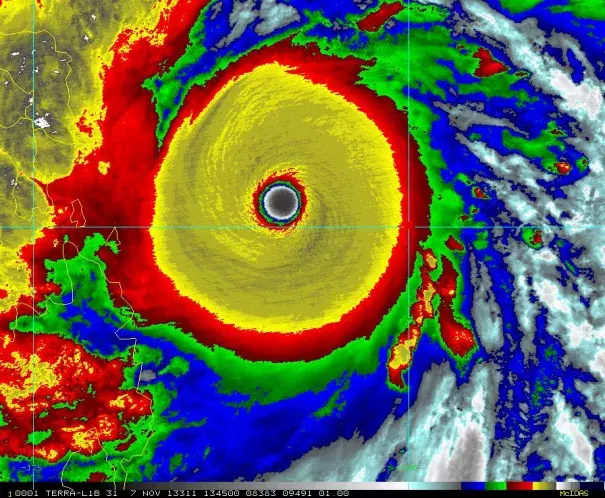 Satellite view of Typhoon Haiyan. Image: Colorado State