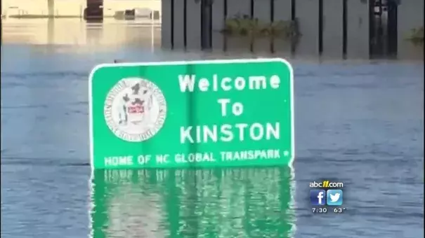 Water is slowly receding but the river's level may not be at normal levels until Wednesday. Photo: WTVD