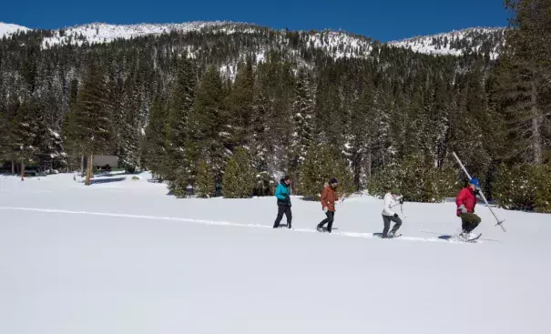 On March 5, 2018 a team of scientists take the third snow survey of the season at Phillips Station in El Dorado County, 90 miles east of Sacramento. Photo: Kelly M. Grow, California Department of Water Resources