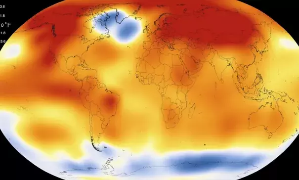 This illustration obtained from NASA on January 20, 2016 shows that 2015 was the warmest year since modern record-keeping began in 1880, according to a new analysis by NASA’s Goddard Institute for Space Studies. Photo: Handout, AFP, Getty Images