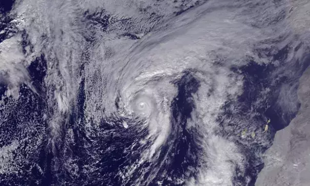 Hurricane Alex is seen in the Atlantic after being upgraded from a storm on Thursday. Photograph: Getty Images
