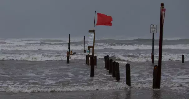 Rising waters at Bob Hall Pier in Corpus Christi, Texas, as Hurricane Harvey approached on Friday. Credit Courtney Sacco/Corpus Christi Caller-Times, via Associated Press