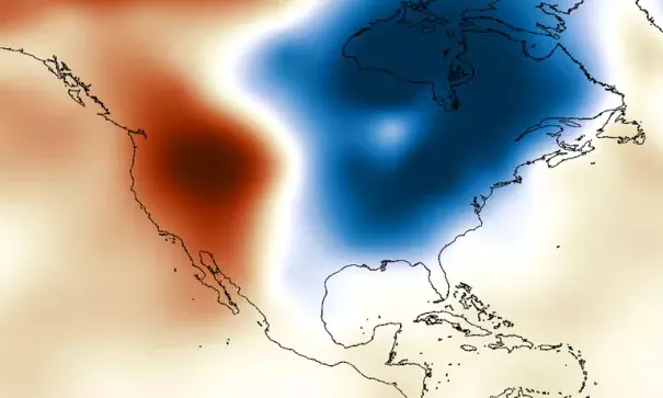 Cold east, warm west. Photo: WxShift