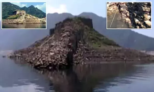 A section of the Great Wall of China that was submerged under a reservoir in 1978 has remerged from under the water. Photo: Daily Mail