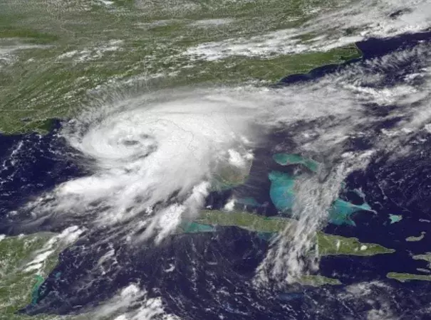 A satellite image of Hurricane Hermine, before it was a post-tropical cyclone, approaching Florida’s Gulf Coast on Thursday. Photo: NOAA via Getty Images
