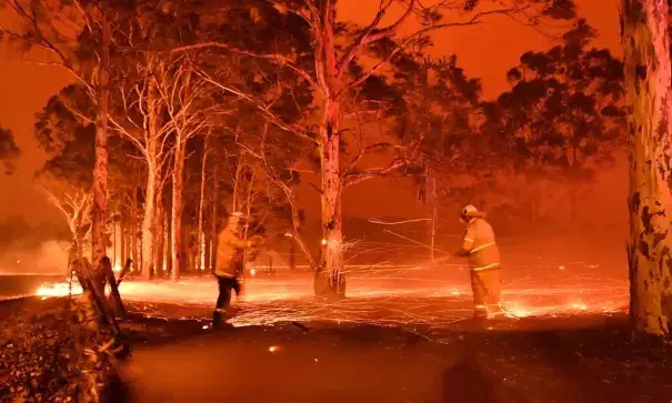 Firefighters battling brushfires in Australia.