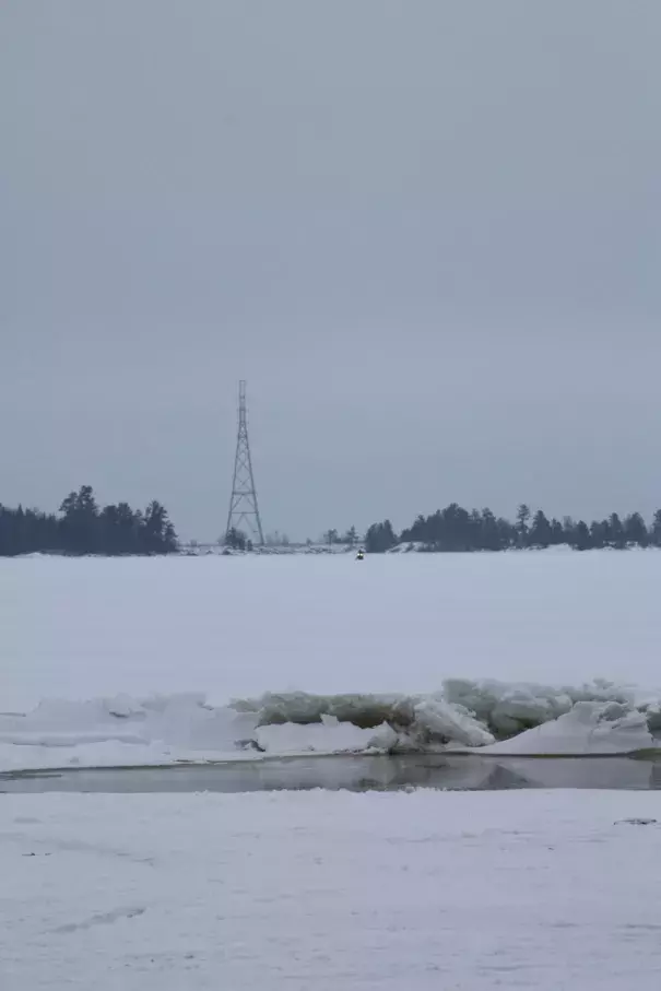 An ice ridge forms on Rainy Lake's Birch Point area Photo: Laurel Beager, International Falls Tribune  