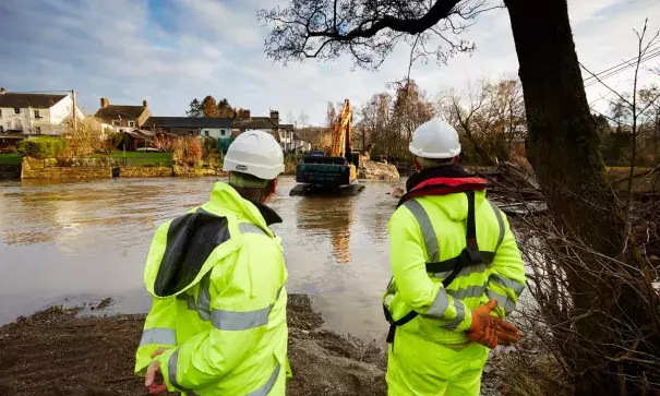 Pooley bridge, which dated back to 1764, over the river Eamont at the northern end of Ullswater, was completely destroyed in the flooding. Photo: Christopher Thomond, The Guardian