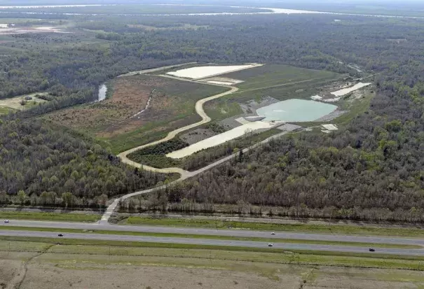 Aerial of the Comite Diversion Canal. Looking west. Mississippi River at top. Photo: Bill Feig