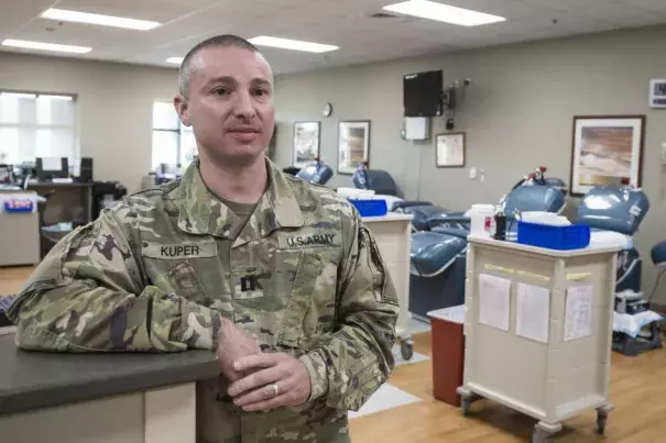Capt. Joshua Kuper, chief of Blood Services at the Fort Bragg Blood Donor Center, on Nov. 7 2016. He say smore donors are needed because the Zika virus has imposed limitations on the supply of blood. Photo: Paul Woolverton
