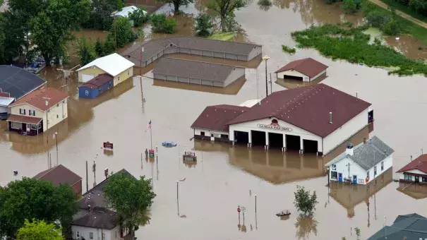 A 2008 flood damaged many of the buildings in La Valle, a town near Reedsburg. Photo: Madison Capital Times