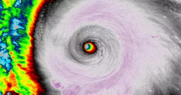 A satellite image shows the eye of Hurricane Patricia while it was near its peak wind speed on Oct. 23, 2015. Photo: RAMMB/CIRA NASA/NOAA