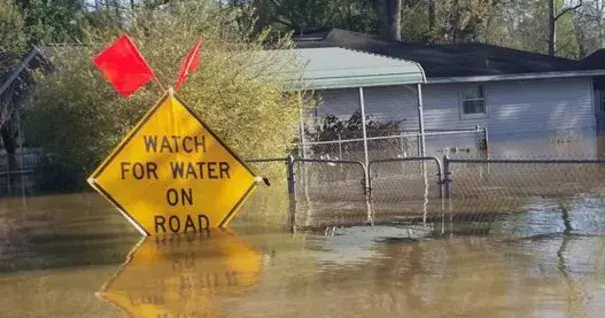 The entire town of Deweyville, Texas, is underwater. Photo: KBMT-TV