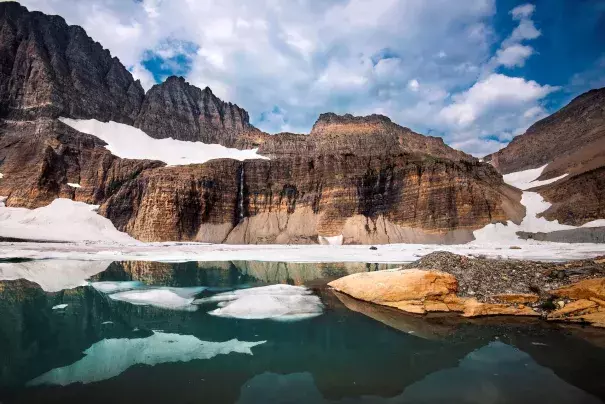 The glaciers of Glacier National Park have been in retreat for many years, peaking in the 19th century at the end of a period called the Little Ice Age. Credit: Tim Rains, NPS