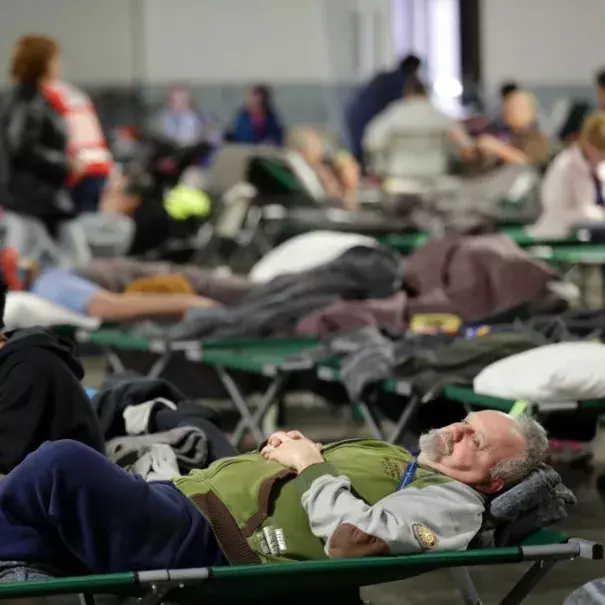 Evacuees rest at a shelter for residents of cities surrounding the Oroville Dam. Marcio Jose Sanchez, AP