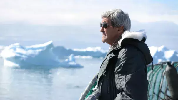 Secretary of State John F. Kerry tours the Jakobshavn Glacier and the Ilulissat Icefjord north of the Arctic Circle on Friday. Photo: Bent Petersen / Scanpix Denmark / AFP / Getty Images