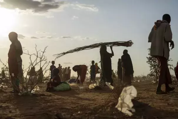 FILE - Somalis who have been displaced due to drought settle at a camp on the outskirts of Dollow, Somalia, Sept. 19, 2022. An international team of climate scientists says the ongoing drought in Eastern Africa has been made worse by human-induced climate change according to a report from World Weather Attribution. (AP Photo/Jerome Delay, File)