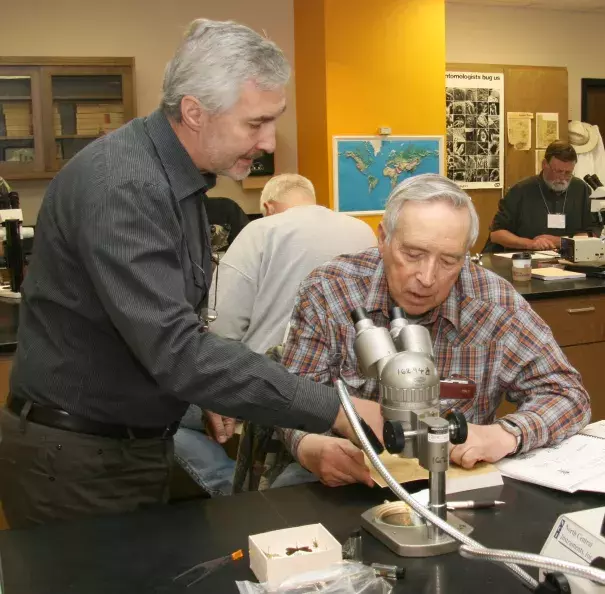 UW Extension Entomologist Alex Latchininsky, left, is an international consultant for the United Nations Food and Agriculture Organization, and advises agencies in the United States on grasshopper control and monitoring. Photo: UW