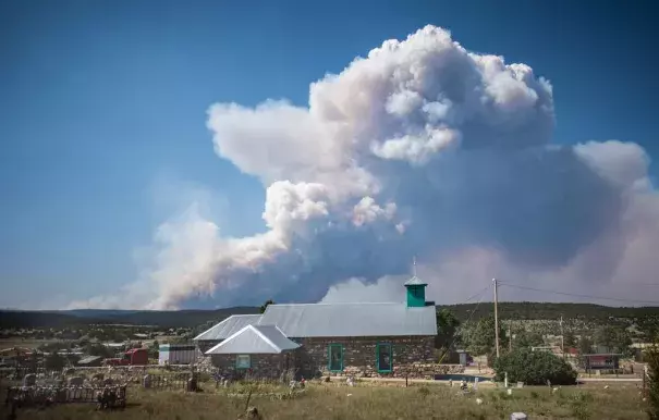 The Dog Head wildfire burns as seen from the town of Tajique, near the Manzano Mountains on Wednesday, June 15, 2016, in Tajique, N.M. Photo: Roberto E. Rosales / The Albuquerque Journal