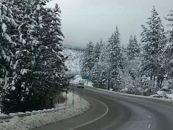 Freshly plowed Interstate-80, within the Tahoe National Forest in California, after a snow storm in December 2015. Credit: Ed Joyce / Capital Public Radio
