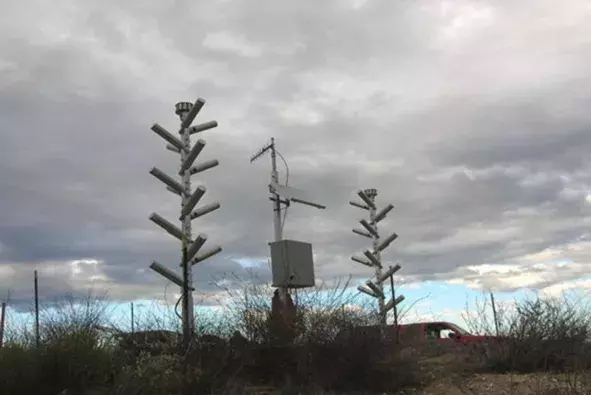L.A. and other municipalities have paid for flare trees, like these ones, to seed storm clouds with silver iodide in hopes of boosting rainfall. Photo: L.A. County Deprtment of Public Works
