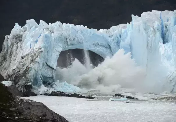 FILE - Chunks of ice break off the Perito Moreno Glacier, in Lake Argentina, at Los Glaciares National Park, near El Calafate, in Argentina's Patagonia region, March 10, 2016. (Credit: AP Photo/Francisco Munoz, File)