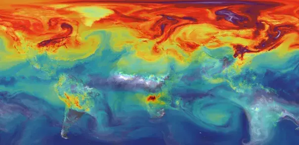 Carbon dioxide in Earth's atmosphere if half of global-warming emissions are not absorbed. Image: NASA