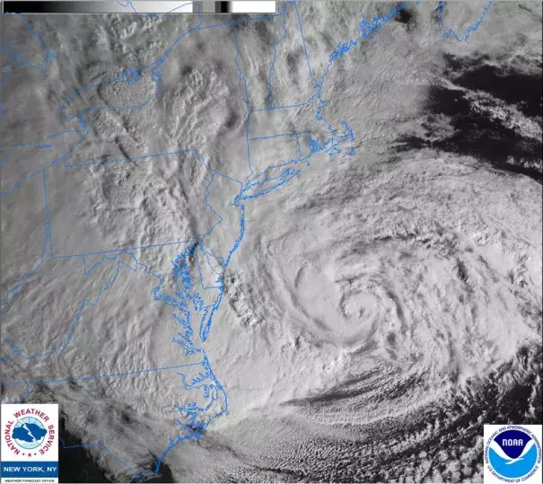 Satellite image of Hurricane Sandy approaching the New Jersey coastline the morning of October 29, 2012. Photo: NOAA