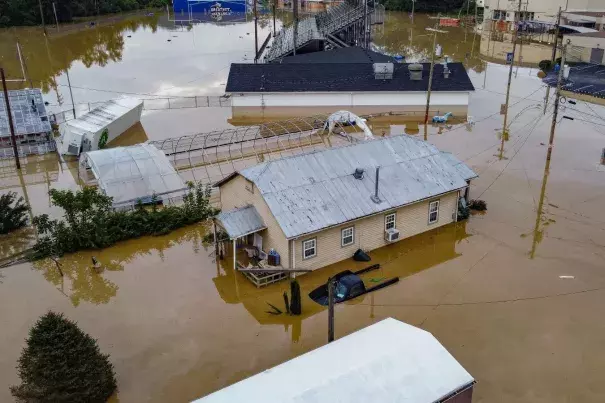 Aerial view of eastern Kentucky flooding. Credit: Leandro Lozada / AFP via Getty Images 