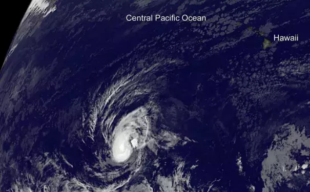 Tropical Storm Pali far to the southwest of Hawaii in the Central Pacific Ocean on Jan. 11 at 1500 UTC (10 a.m. EST). Credit: NASA/NOAA GOES Project
