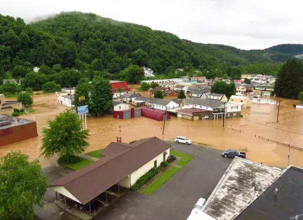 Flooding in Richwood in Nicholas County. Photo: Charleston Gazette-Mail