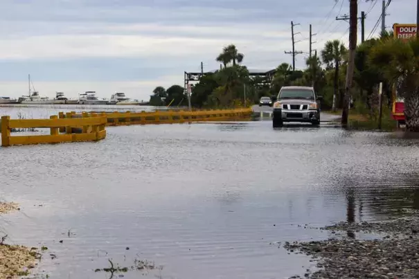 Tidal flooding on Tybee Island (Credit: Tybee Island PD)