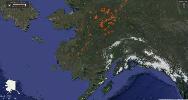 Alaska in flames animation by EcoWest and the Bill Lane Center for the American West at Stanford University.