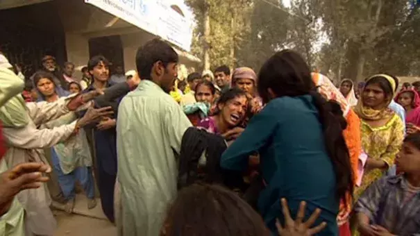 This fight broke out after blankets ran out at a camp for the displaced. Photo: BBC