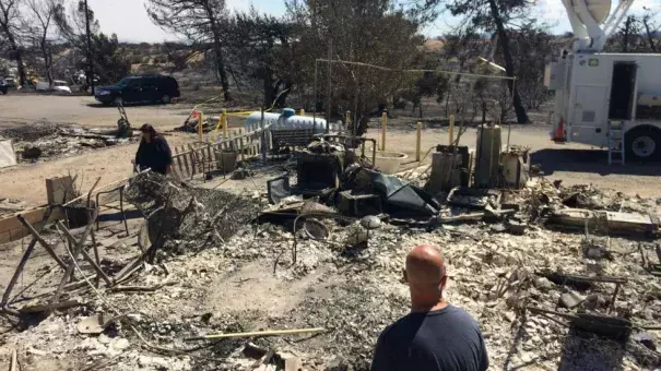 The Summit Inn, a popular roadside diner at the crest of historic Route 66, was gutted by th eBlue Cut Fire. Photo: Christopher Weber, AP