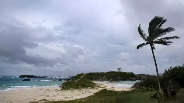 Wind and surf picks up as Hurricane Nicole approaches the Cooper's Island Nature Reserve in St. Georges, Bermuda, on Wednesday. Photo: Mark Tatem, Associated Press