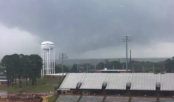 A funnel cloud moves near Troy, Ala., on Thursday, April 27, 2017. Storms moving through the Deep South left damage in southeastern Alabama on the anniversary of the deadly Super Outbreak of 2011, which killed more than 200 people across Alabama and nearly 100 more in five other Southern states. Photo: Adam Pendergast via AP