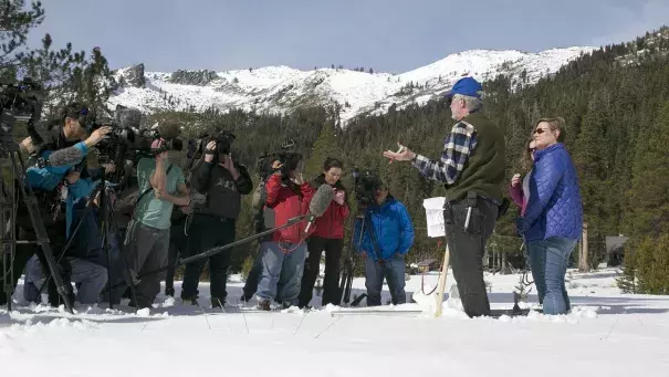 The state relies on winter snow for water the rest of the year. Photo: Rich Pedroncelli, AP