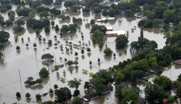 This aerial image shows flooded areas of North Baton Rouge, La., Saturday, Aug. 13, 2016. Louisiana Gov. John Bel Edwards says more . Photo: Patrick Dennis, AP