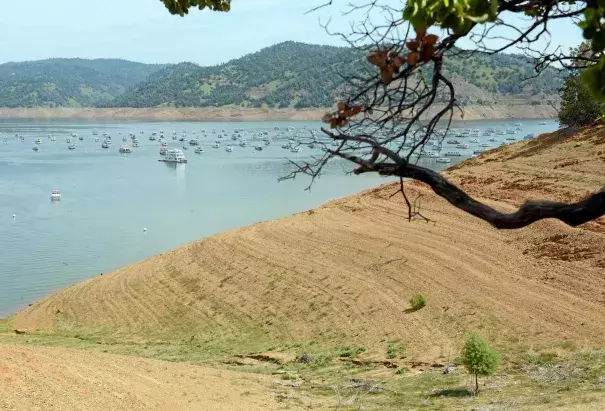 Lake Oroville has risen quite a bit the past couple of months but the drought is still evident looking toward the boat ramp at Bidwell Marina in Oroville Calif. Friday May 2, 2014. Photo: Bill Husa, Enterprise-Record