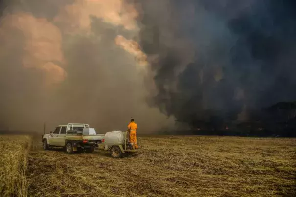 A fire east of Esperance in Western Australia this week. A prolonged fire season could strain the largely volunteer firefighting forces in Australia and destroy crops, livestock and farms. Credit Department of Fire and Emergency/Agence France-Presse — Getty Images 