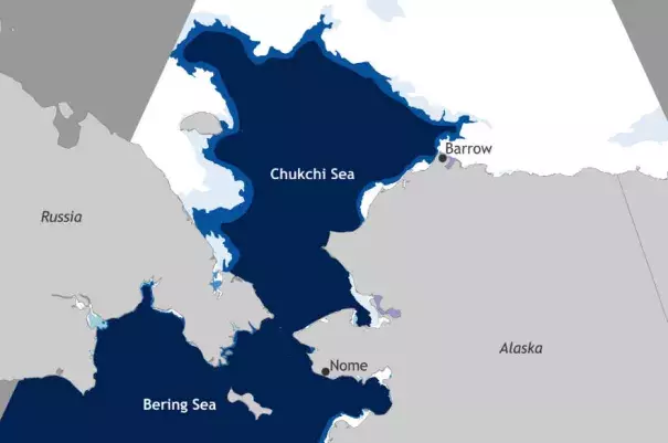 Record low ice extent was recorded in the Bering and Chukchi Seas in late November 2017. Image: NOAA