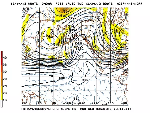 GFS forecast depicting the continuation of the “Ridiculously Resilient Ridge of 2013.” Credit: NCEP