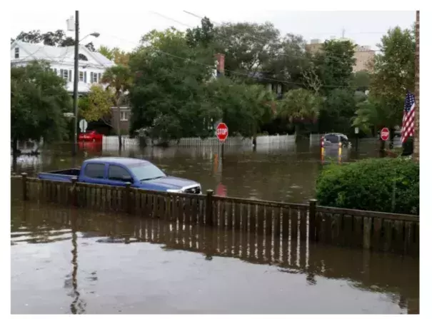 The scene in Charleston, S.C., on Tuesday morning during high tide. Photo: Jessica Hofford