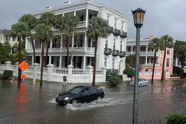 High tides in the Charleston Harbor led to flooding in several areas on the peninsula including the Battery on Wednesday. Photo: Leroy Burnell