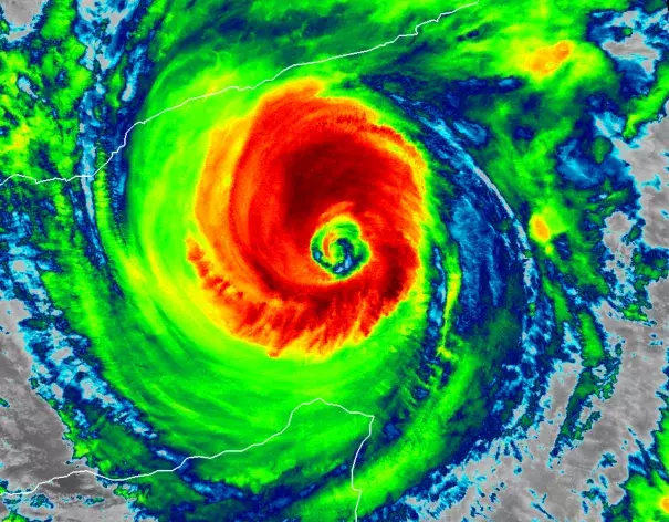 Cyclone Chapala is forecast to make landfall in Yemen — which has basically zero experience with storms like this — as the equivalent of a Category 2 hurricane. Image: NOAA