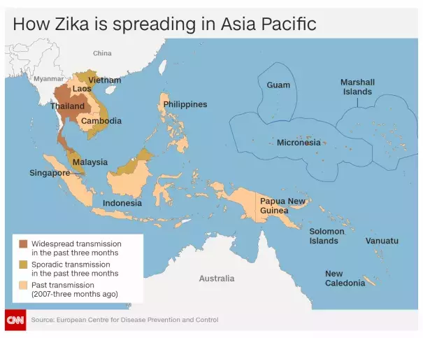 How Zika is spreading in Asia Pacific. Image: CNN