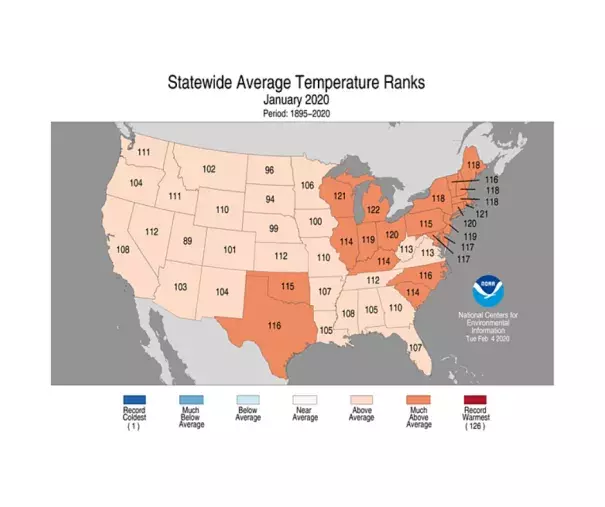 warm winter across the US 